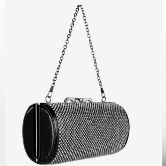 Olivia Miller | NWT Reagan Rhinestone Cylinder Bag Clutch + 2 Chain Straps - Picture 17 of 17